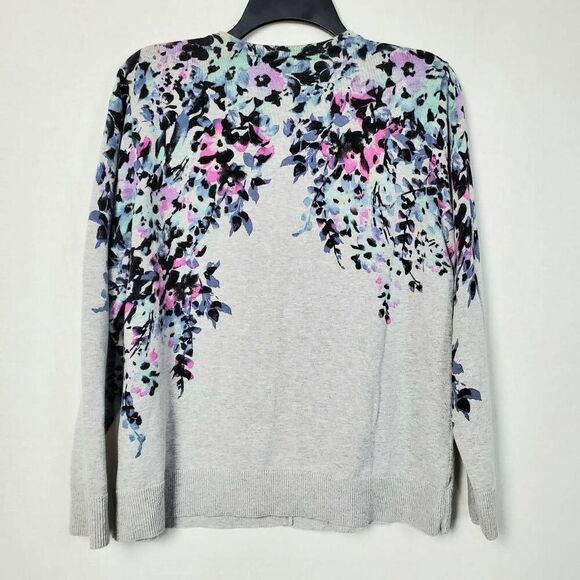 Croft & Barrow XL Gray Floral Cardigan Sweater - Picture 6 of 7